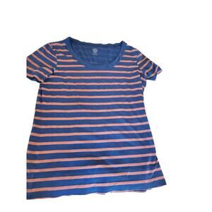 Tory Burch striped Pima cotton t shirt lightweight with Logo! Medium